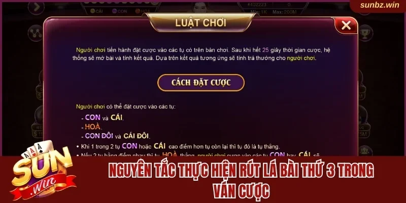 Nguyên tắc thực hiện rút lá bài thứ 3 trong ván cược